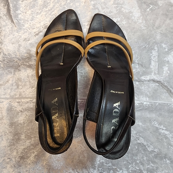 Prada Leather Strappy Slingback Heels Size 39 US 9 made in Italy ๐ฎ๐น - Picture 8 of 10